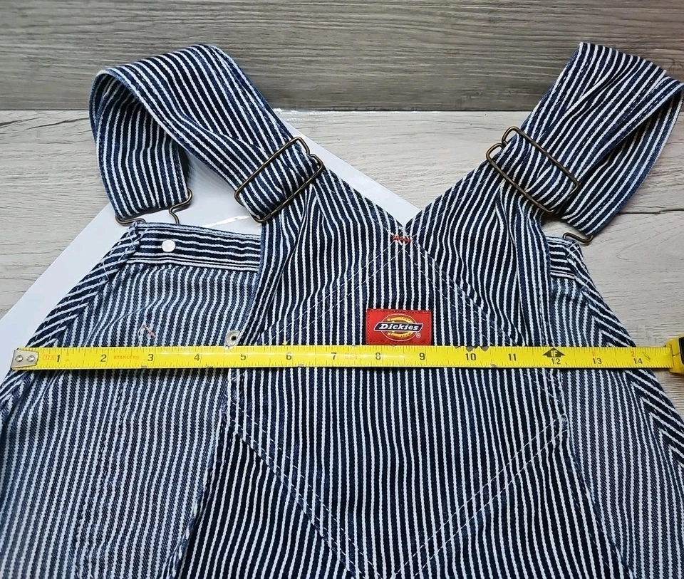 Mono con tirantes Dickies para hombre 42x32 rayas de nogal americano tren conductor carpintero Foto 3 de 4