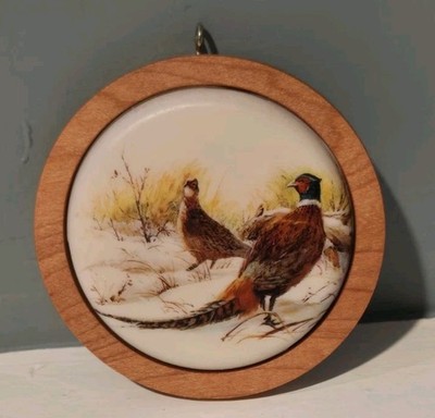 2 Hallmark Keepsake Ornaments  1986 Cedar Waxwing  & Ring Necked Pheasant 1984