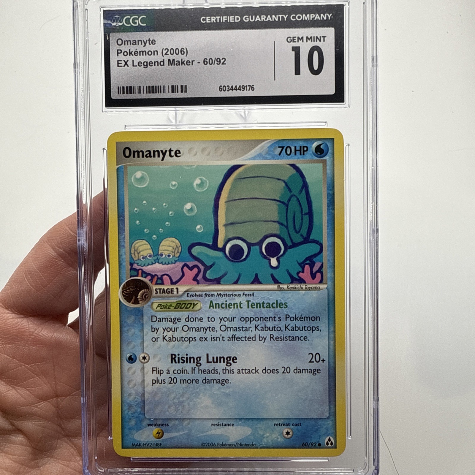 Pokémon Omanyte 60/92 EX Legend Maker 2006 CGC  10 Pokémon Card