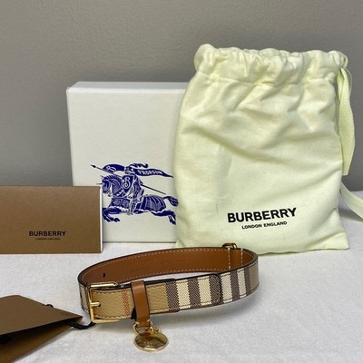 SOLD OUT NWT Burberry Medium Check Dog Collar in Archive Beige/Briar Brown
