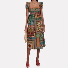 NWT Farm Rio Colorful Midi Dress Square Neck Sundress