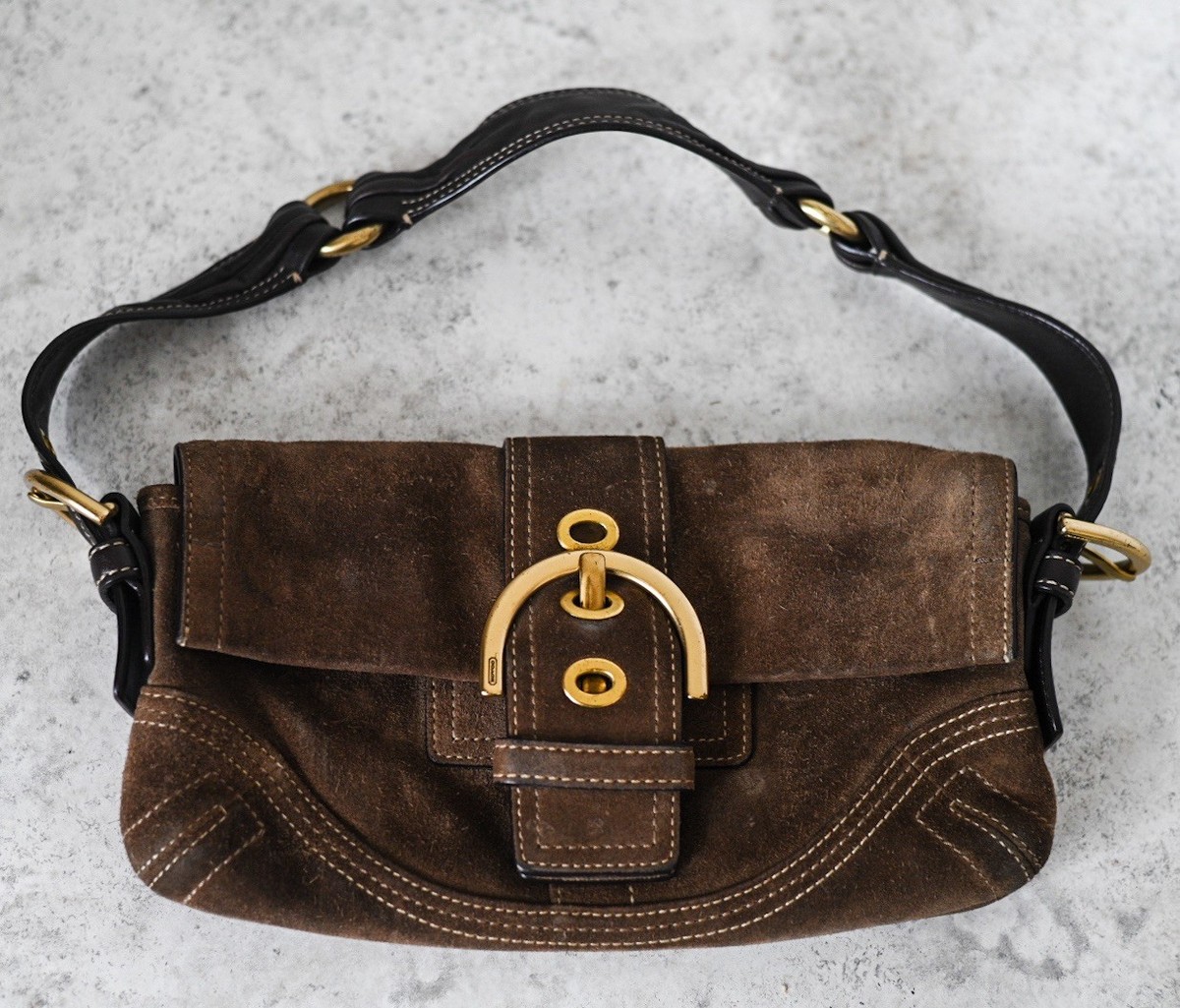 Coach Vintage Soho Brown Suede Leather Baguette Bag 8A18 | eBay