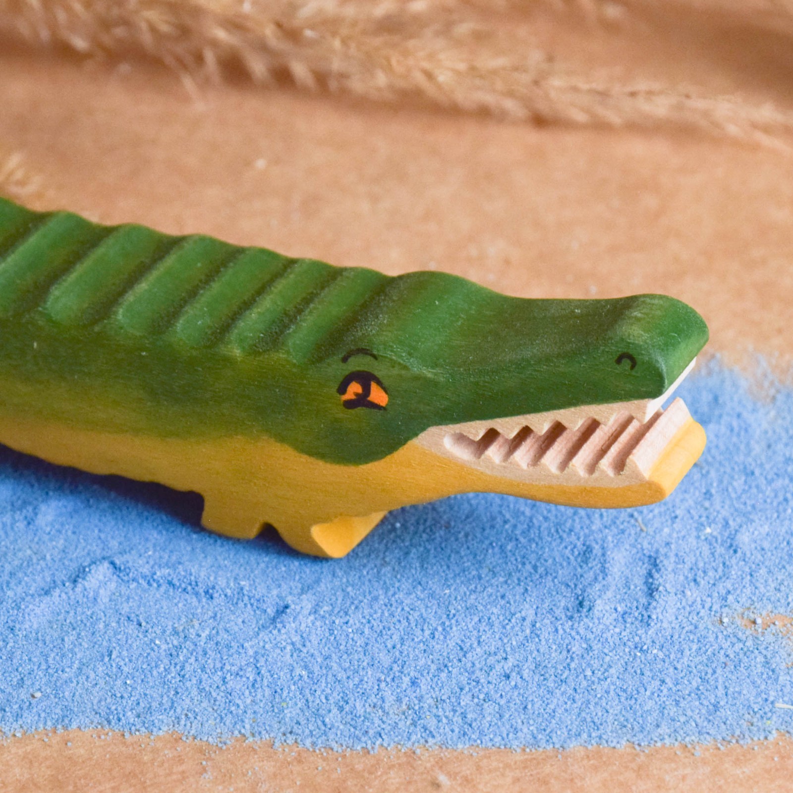 Handmade Wooden Jungle Safari Animals Сrocodile Figurines Toy Set Zoo Africa