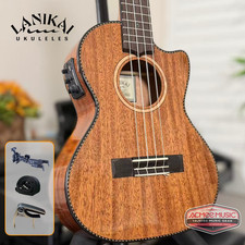 Lanikai MAS-CET All Solid Mahogany Tenor Cutaway A/E Ukulele w/Case, Hanger,Capo