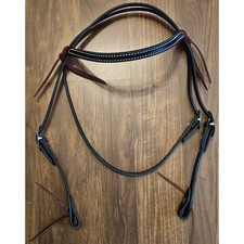 New Black western leather browband headstall with latigo tie.