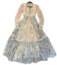 EUC  1970's Gunne Sax Blue River Princess Maxi Dress Boho Prairie Hippie Sz 7