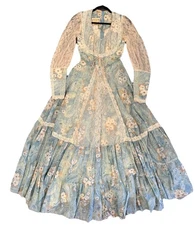 EUC!! 1970's Gunne Sax Blue River Princess Maxi Dress Boho Prairie Hippie Sz 7