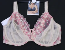M&S Ladies Fabulous Daisy Embroidery Underwired Plunge Bra Non Padded ~ OPALINE