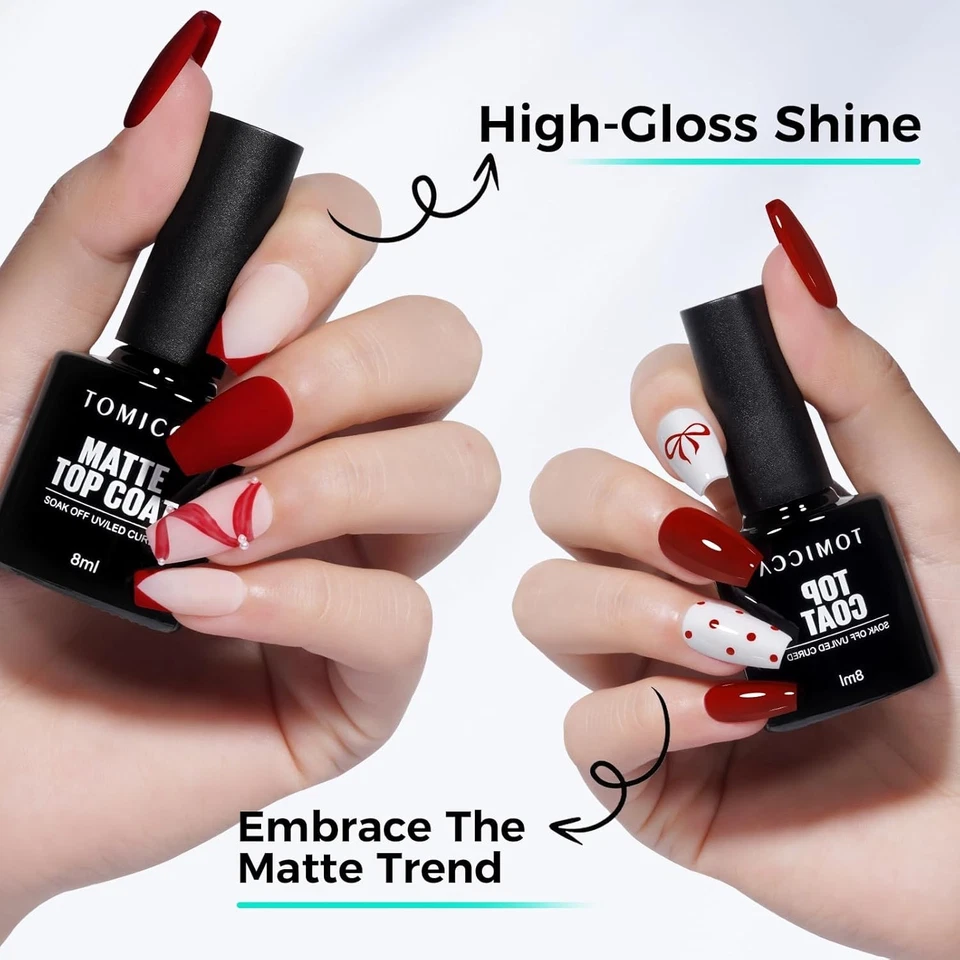 Base Top Coat Gel UV Nagellack 3 X 15ml Enthält Matte No Wipe Nagellacke - Bild 4 von 4