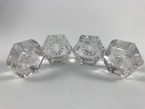 Antique CAMBRIDGE GLASS "HEXAGONAL STAR" Set of 4 INDIVIDUAL OPEN SALT DIPS - Picture 5 of 8