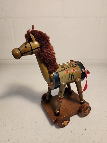 Vintage Wooden Christmas Hobby Horse Toy - 第 1/5 張圖片