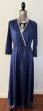 EUC Vintage JC Penney Long Nightgown Robe Peignoir Set Navy Blue Size S