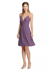 Short Lavender Chiffon Dress Size 8 V Neck Spaghetti Straps David's Bridal