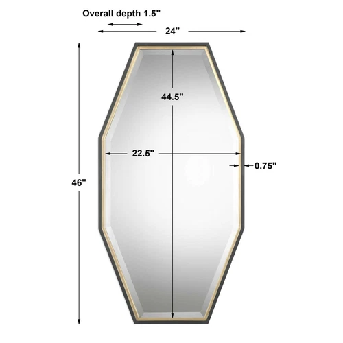 UTTERMOST 9258 SAVION OCTAGON WALL MIRROR DARK CHARCOAL INNER METALLIC GOLD LEAF - Picture 3 of 5