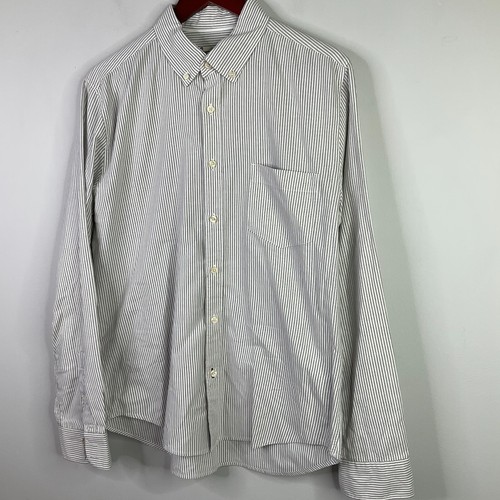 BODEN LONDON Shirt Men Large White Gray Striped Long Sleeve Button Down - Picture 2 of 7