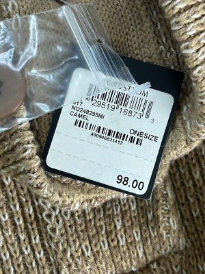 Halogen Womens One Size Camel Mock Neck Open Poncho Kangaroo Pouch