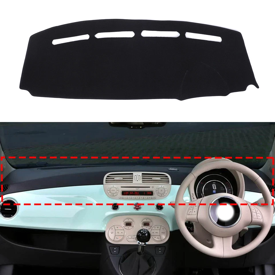 RHD Dashboard Cover Pad Dashmat Mat For Fiat 500 Abarth 595 695 2008-23 - image 2 of 4