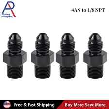  4PCS Straight -4AN Flare Male to 1/8"NPT Adapter Fitting 4 AN Bare Aluminum