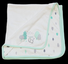 Gymboree Sweet Forest Mouse Baby Blanket Mint Green White Trees Cotton 2016 Teal