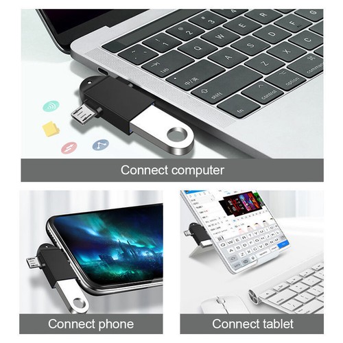 Adattatore OTG convertitore cavo Micro USB maschio a USB 3.0 femmina 2 in 1 (ner - Zdjęcie 5 z 6