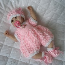 Dolls Knitting Pattern Romper Suit Hat Shoes 7 to 8 inch  Doll