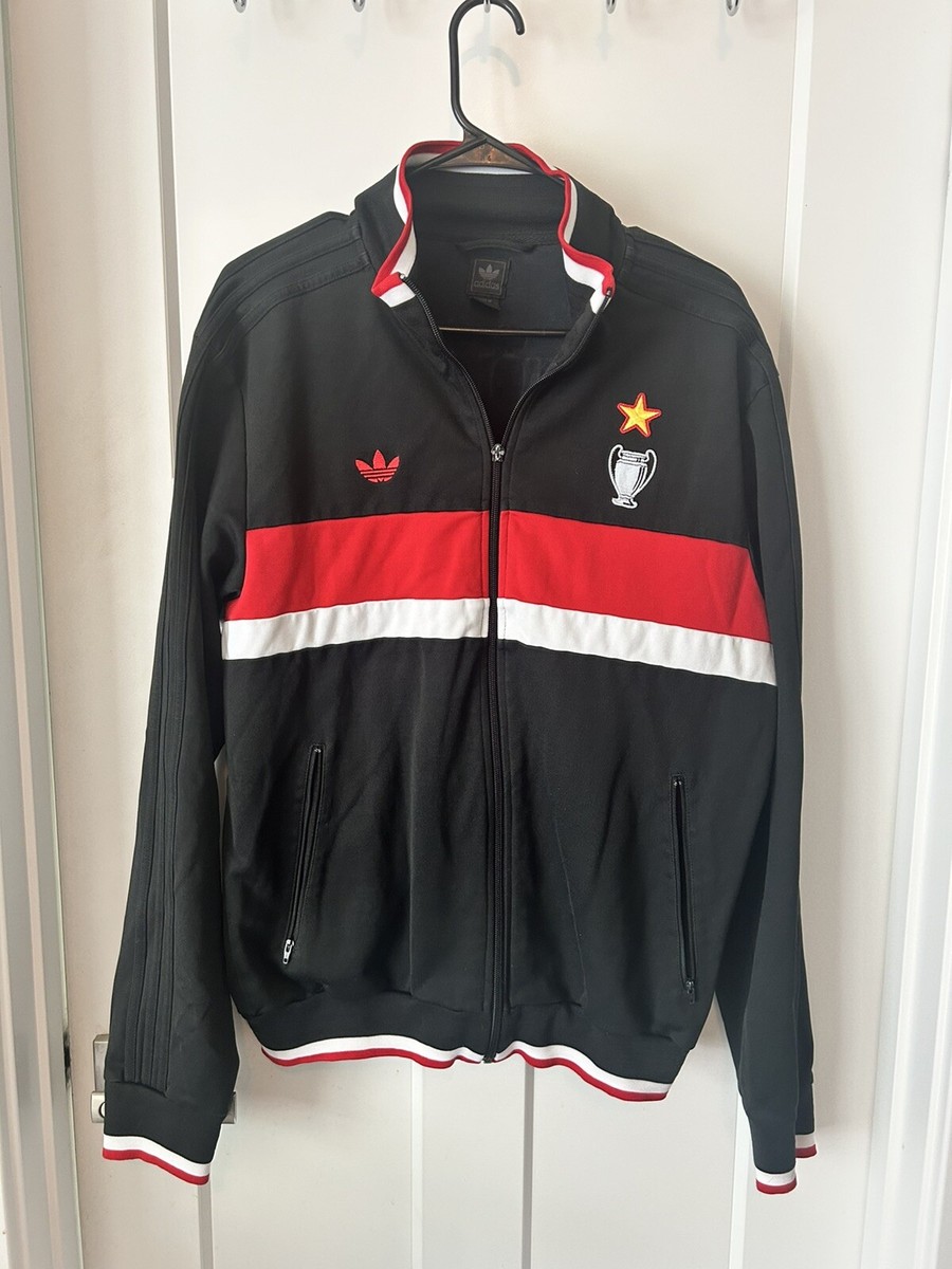 Vintage RARE Adidas AC Milan Mediolanum Track Jacket Mens Large | eBay