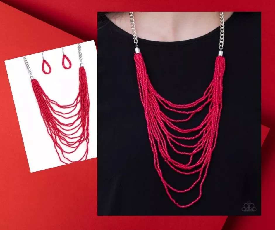 Paparazzi red clearance seed bead necklace