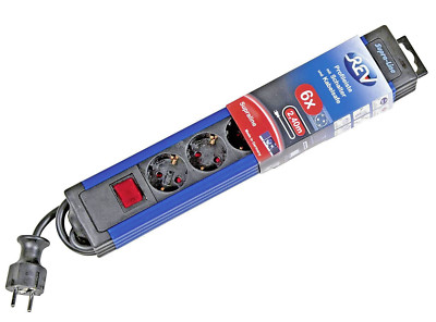 REV Steckdosenleiste Supraline 6 - fach mit Schalter blau / schwarz