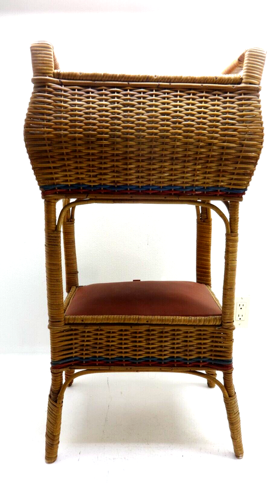 1920's Antique Wicker Double Sewing Basket Stand VERY RARE 34" Tall eBay
