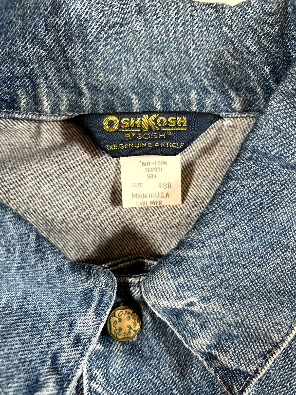 Vintage Osh Kosh Denim Chore Jacket Sanforized Size 48R Mens USA UNION MADE image 5