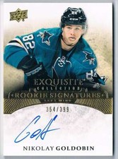 2015-16 UPPER DECK EXQUISITE COLLECTION SIGNATURES NIKOLAY GOLDOBIN ROOKIE AUTO