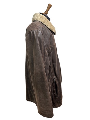 ANGELO LITRICO Brown Leather Jacket Size 3XL Aviator OverCoat Pig Skin Mens - Picture 10 of 22