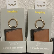    Heyday Apple Airpods Pro Earbud Case Cover Faux Brown Leather   lot Of 2