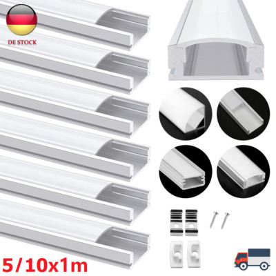 5/10m LED Profil Aluprofil Alu Schiene Leiste Profile für LED-Streifen Eloxiert