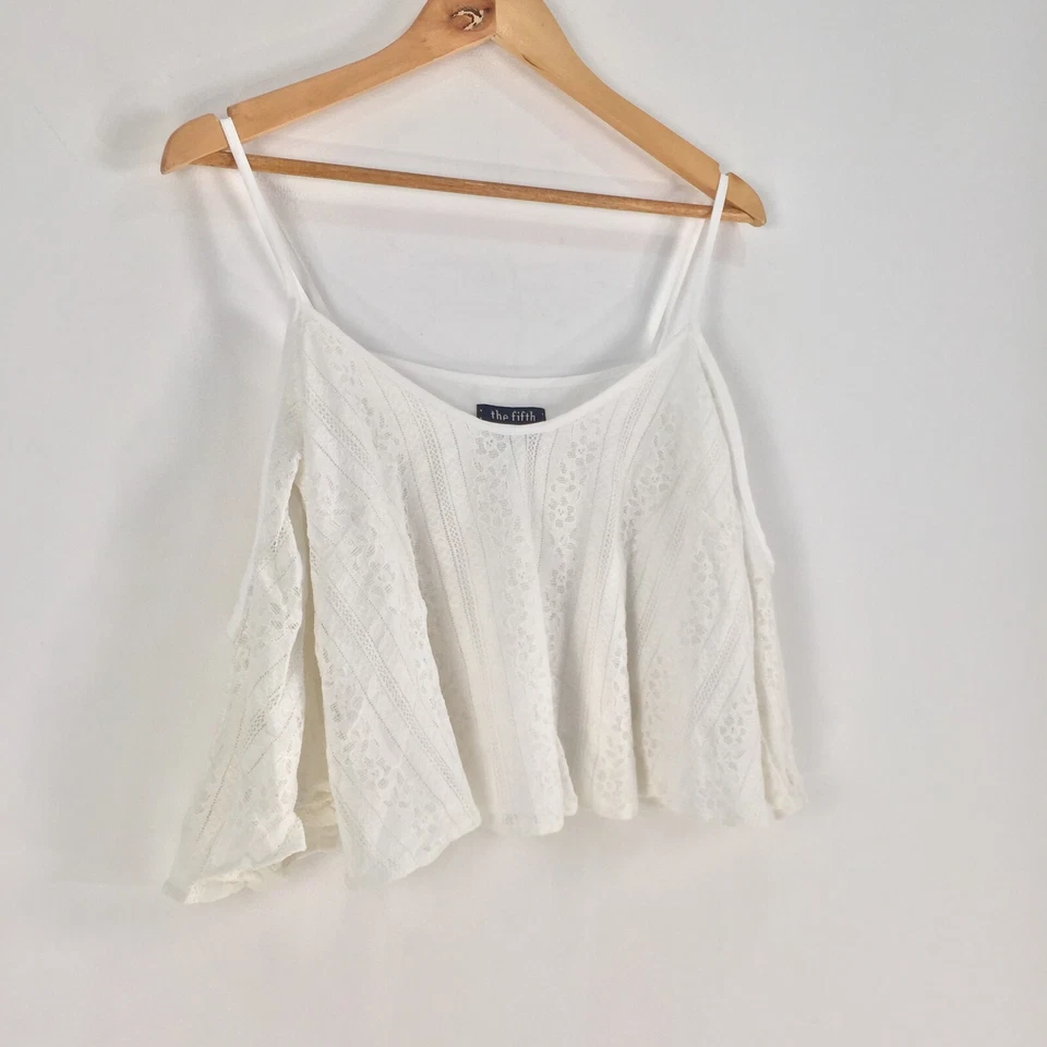 The fifth womens cami tank top size XS white sleeveless round neck cotton 040520 - Image 2 of 4