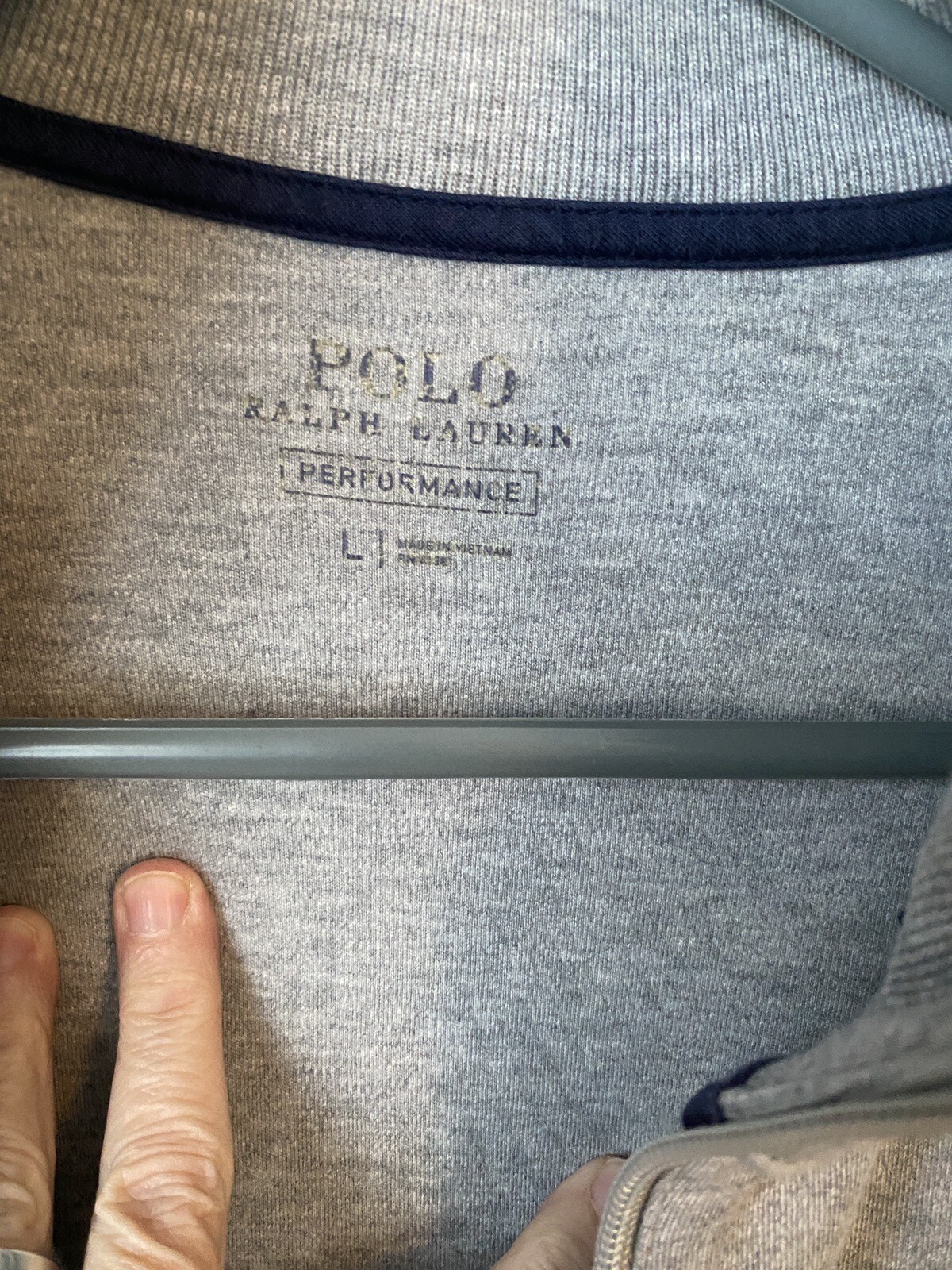 PONY POLO RALPH LAUREN Performance Uomo Grande Felpa Cerniera Giacca Grigia Tasche