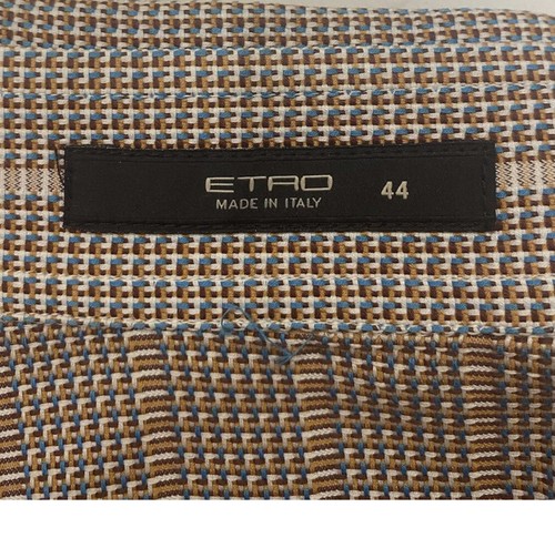 ETRO Blouse 44 IT / 6 US Shirt Cotton Woven Stripe Brown Beige As New - Picture 4 of 6