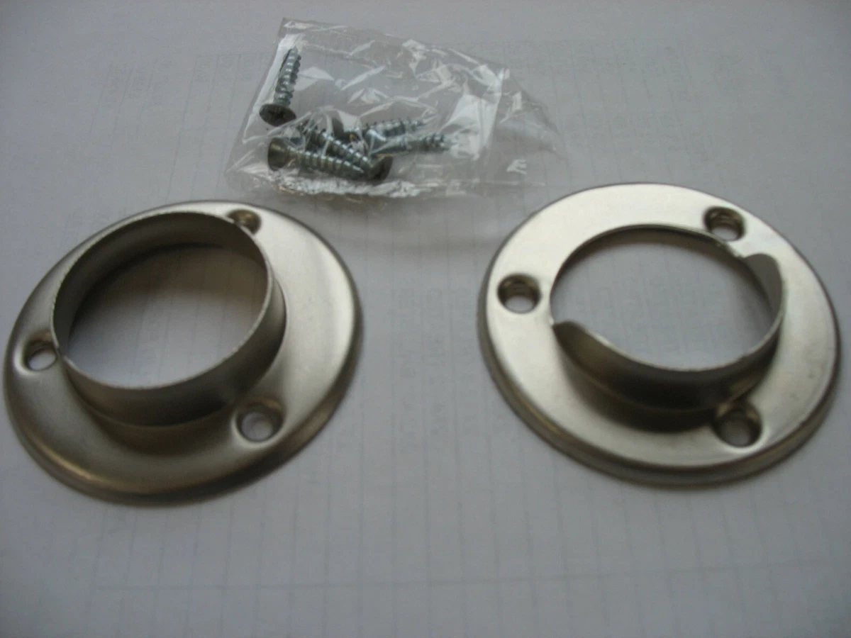 1 3 8 SATIN NICKEL CLOSET ROD POLE SOCKETS SUPPORT BRACKET 70039 15