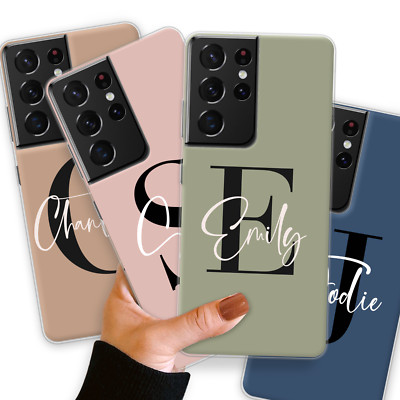 Für Samsung S21 S20 S10 Handyhülle Personalisiert Name Initialen Individuell Pastell Geschenk