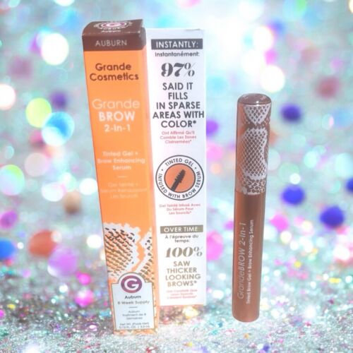 Grande Cosmetics Grande Brow 2in1 Tinted Gel + Brow Enhancing Serum, Auburn- NIB - Picture 2 of 11
