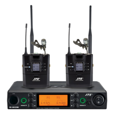 JTS UHF PLL kabelloses Zweikanal-Diversity-Ansteckmikrofonsystem CH38