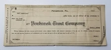 Vintage Penbrook Trust Co Pennsylvania Blank Check  Bank Draft