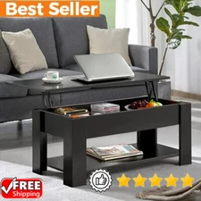 Modern Lift Top Coffee Table w/Hidden Compartment & Storage Shelf Home Office US