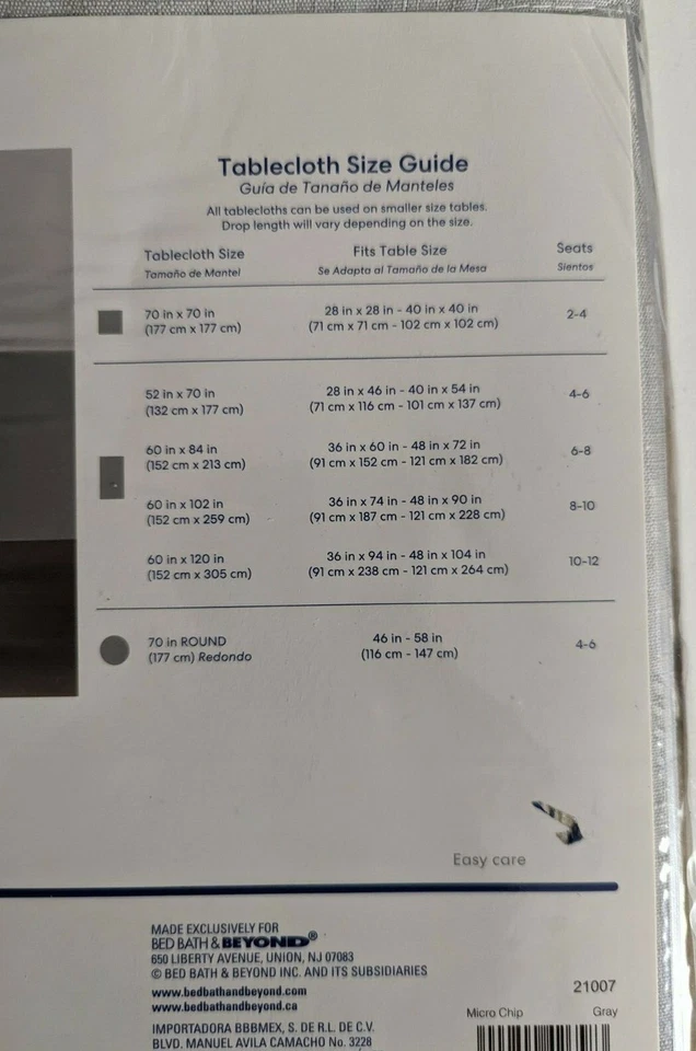 Simply Essentials Rectangular Tablecloth 60"x102", Gray, Polyester Easy Care - Image 3 of 3