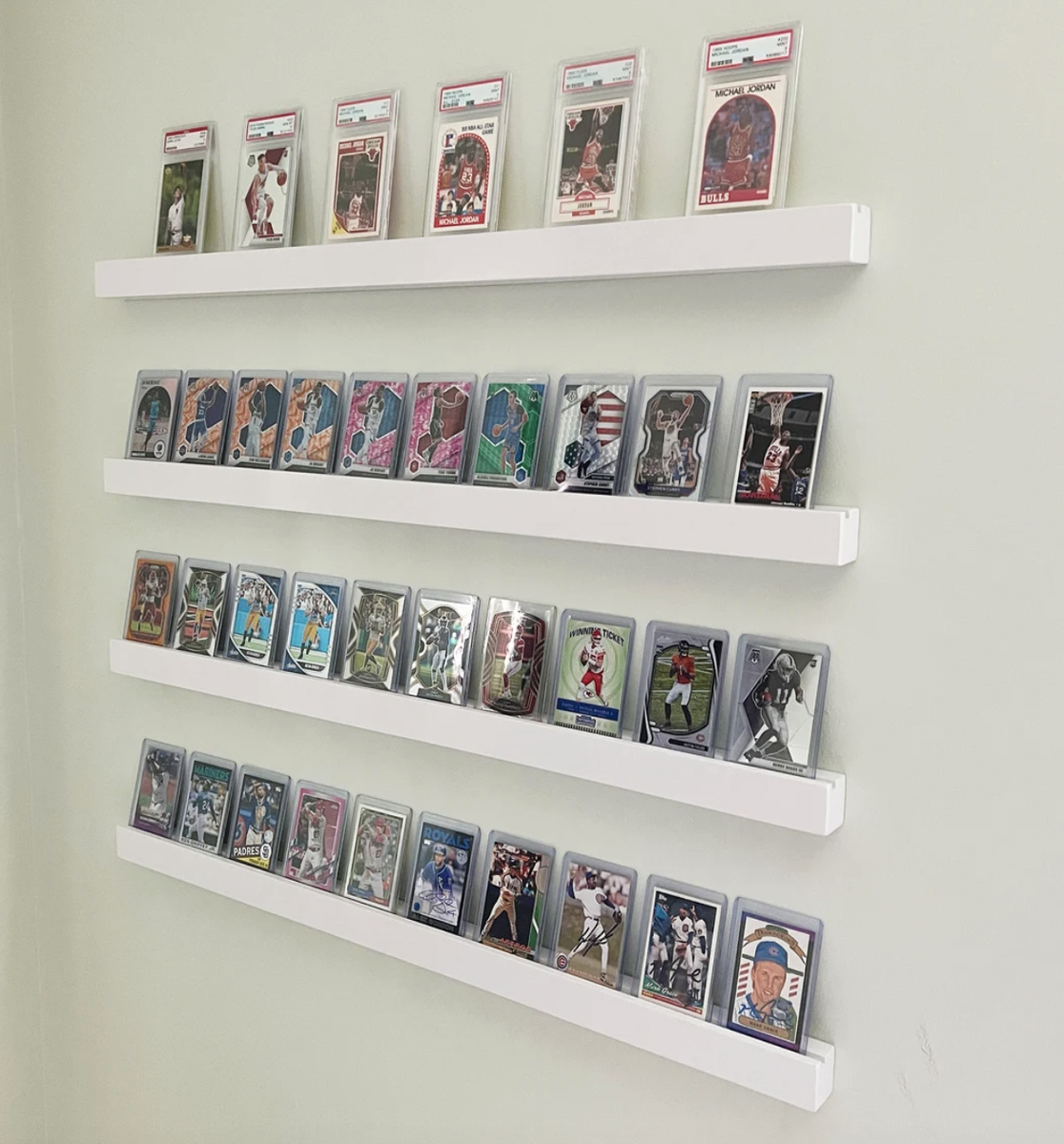 Wood Sports Card Shelf Display! Customizable! Holds Toploaders & Graded  Cards! | eBay