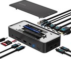 USB C 3 Monitore Dockingstation mit M.2 PCIe/SATA SSD-Gehäuse 100W PD 13-in-1