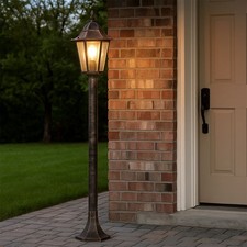Lampadaire Extérieure Borne Lumineuse Antique Lanterne Bronze Jardin LED Hauteur