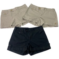 Banana Republic Womens Sz 4 Lot of 3 Black 2 Khaki 3" Inseam Chino Shorts