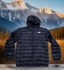 Eddie Bauer Puffer Jacket Kids Large Black Excellent 650 Down Hooded Coat