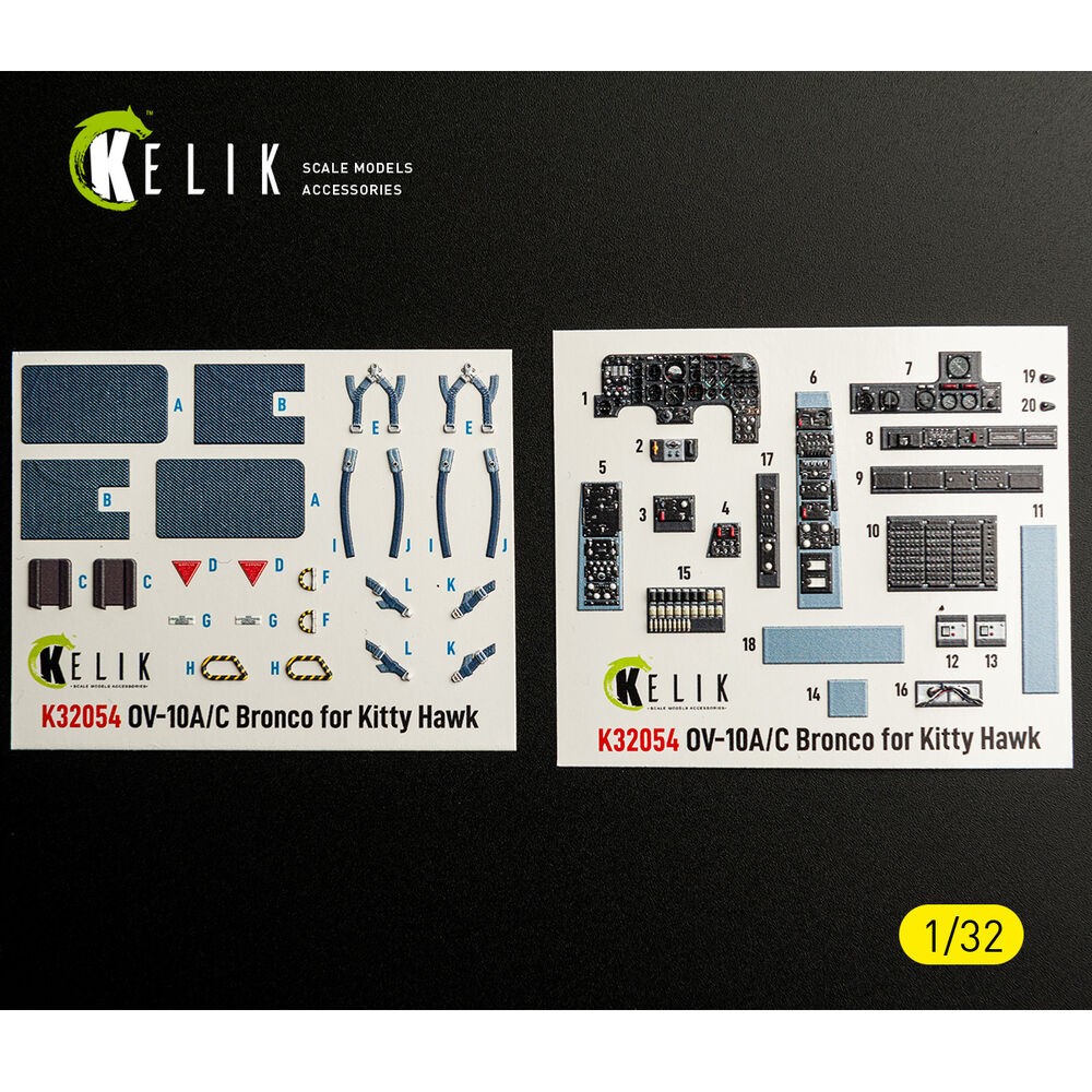 Kelik 32054 1:32 OV-10A/C Bronco Interior 3D Decals Kit for Kitty Hawk/Zimi Mod